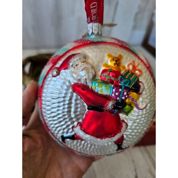 Waterford Santa medallion 3rd RARE glass presents ornament glitter unique heirlo - Picture 2 of 13